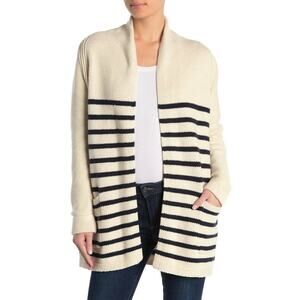 Magaschoni Womens Striped Shawl Collar Open Front Cardigan Sweater XS